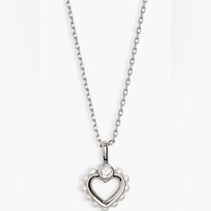 New KATE SPADE faux pearl & crystal spade mini heart pendant necklace